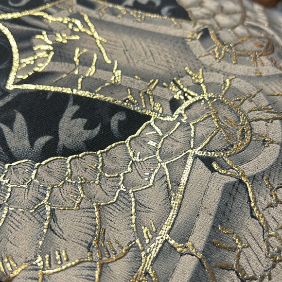 Cream and Black Short Sleeve Tees with Ornate Designs - Picture 3 of 4